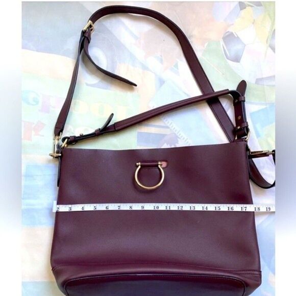 Faux Leather Purse Tote Crossbody & Shoulder Handbag Maroon Adjustable Strap - Picture 3 of 9